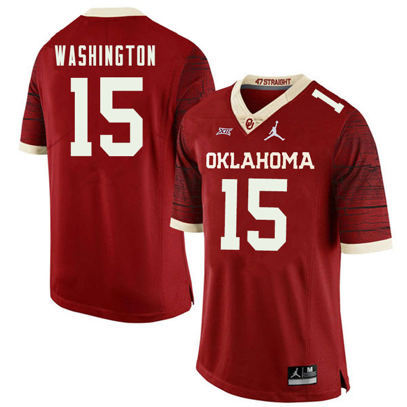 Oklahoma Sooners #15 Bryson Washington College Football Jerseys Sale-Retro